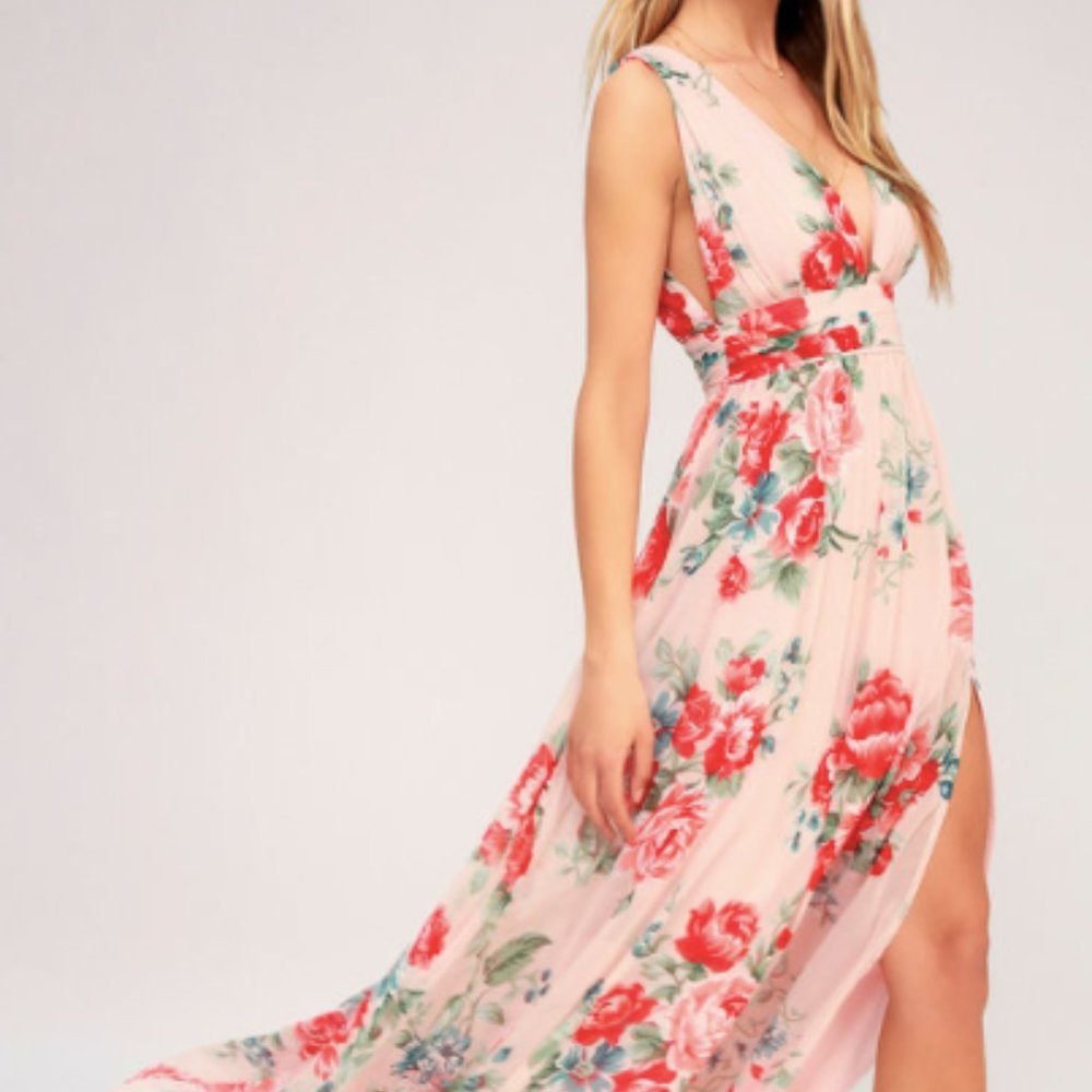 Lulu's Pink Floral Maxi Dress